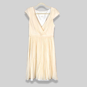 J. Crew Mirabelle Midi Dress Wrap Style Cap Sleeves Silk Chiffon Off White W 10